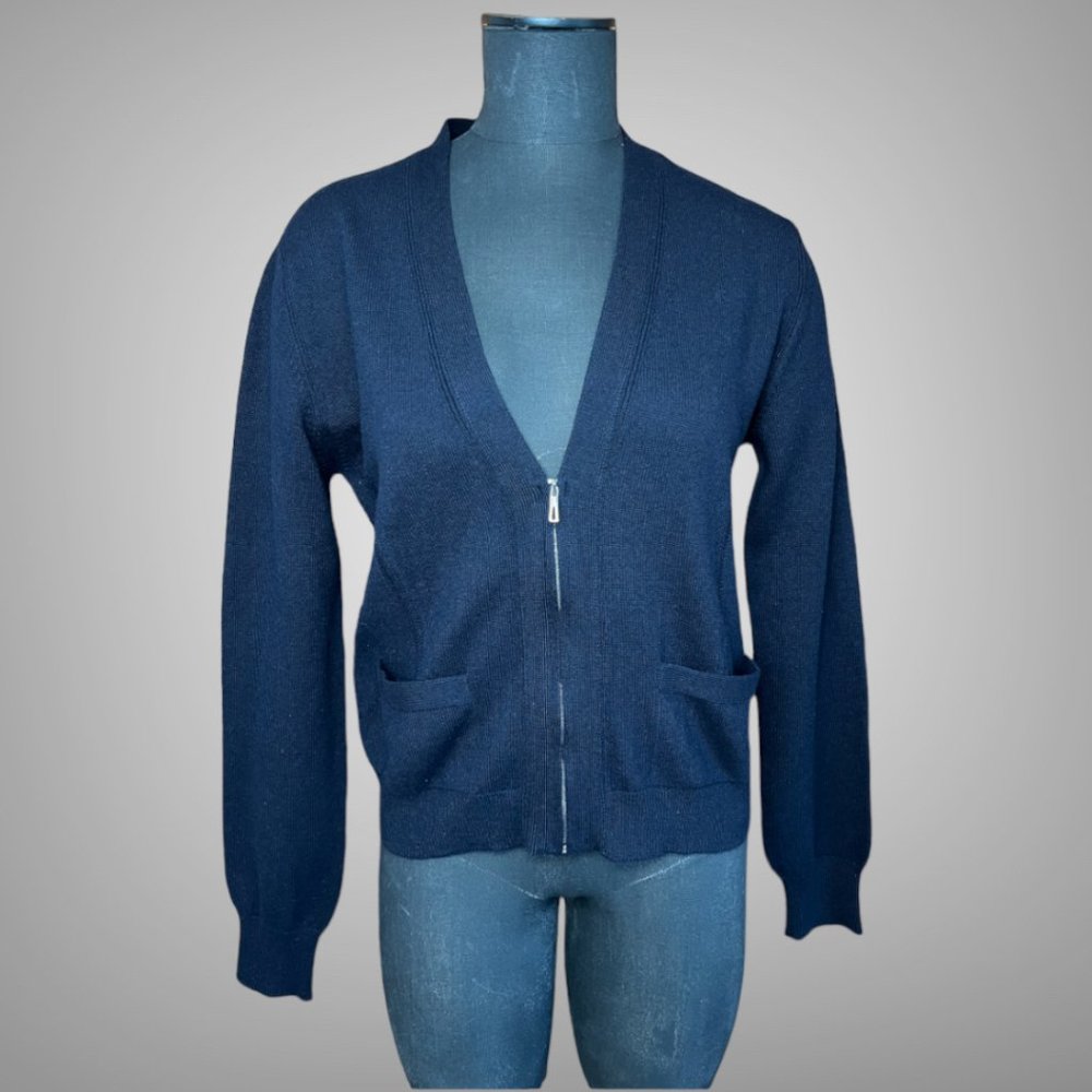 New Hermes Zippered Womens Cardigan Cashmere Cotton EU Sweater